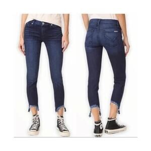 Hudson Colette Mid Rise Chewed Hem Cropped Skinny Jeans